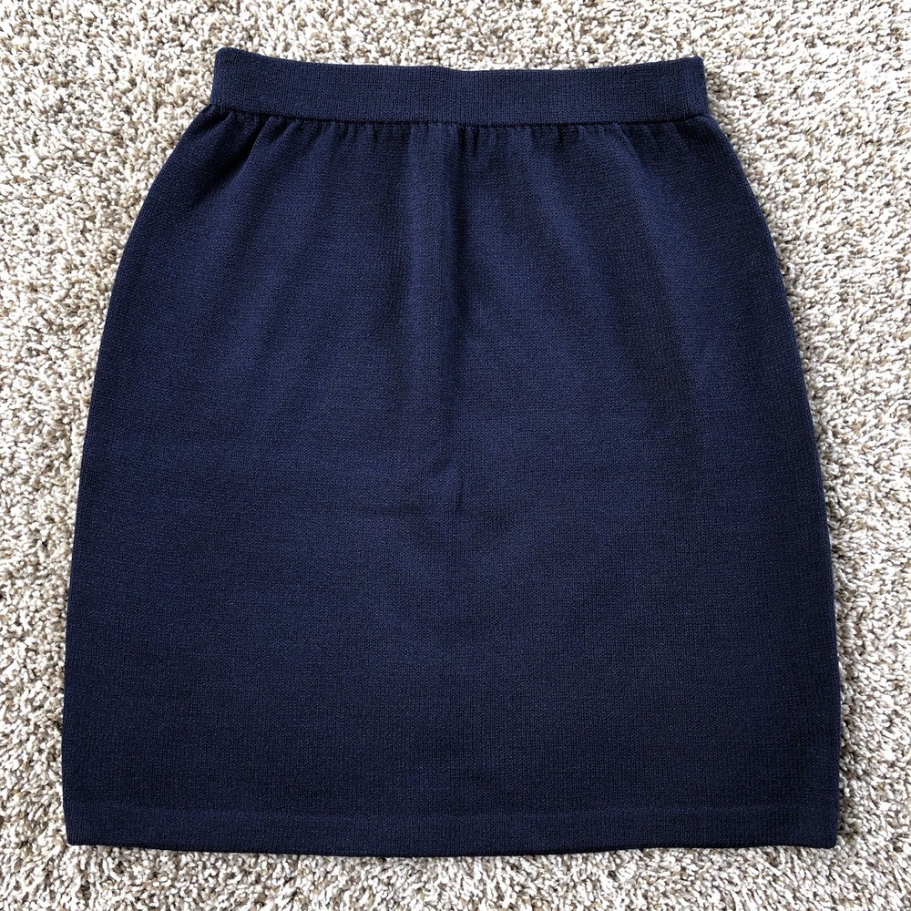 St John Collection Navy Knit Mini Skirt Size 6 Excellent Condition Made In USA